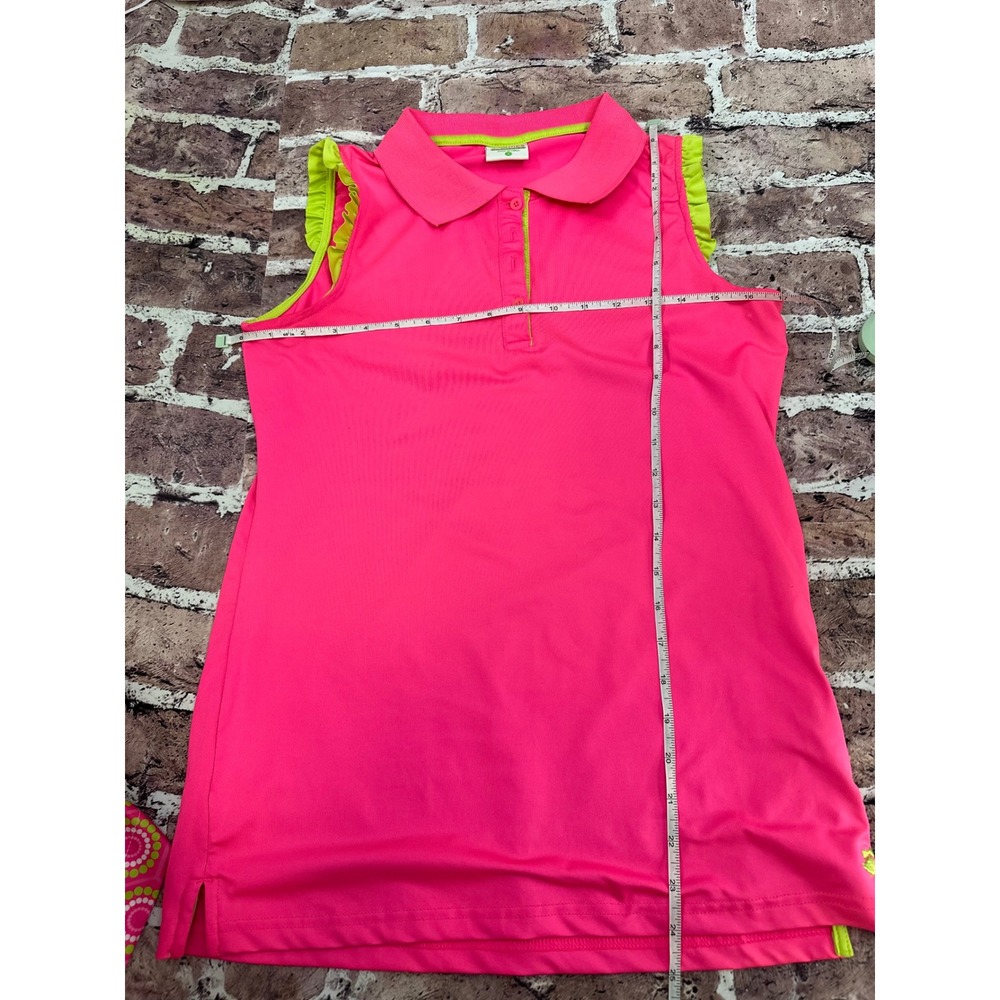 Birdies and Bows Womens Pink Lime Green Ruffle Golf Polo and Shorts Set Small - Picture 11 of 16